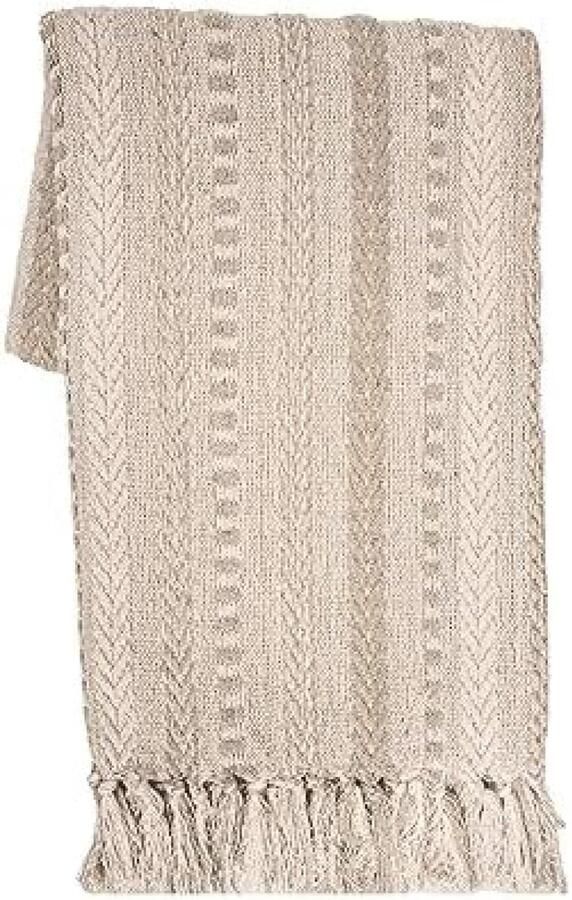 Selbro Boerderij Gooi Deken Boho Woonkamer Decor Bruine Katoenen Streep Gezellige Beddekens met Franje Zacht en Luxe voor Bank Stoel en Dagelijks Gebruik 50 x 60 inch