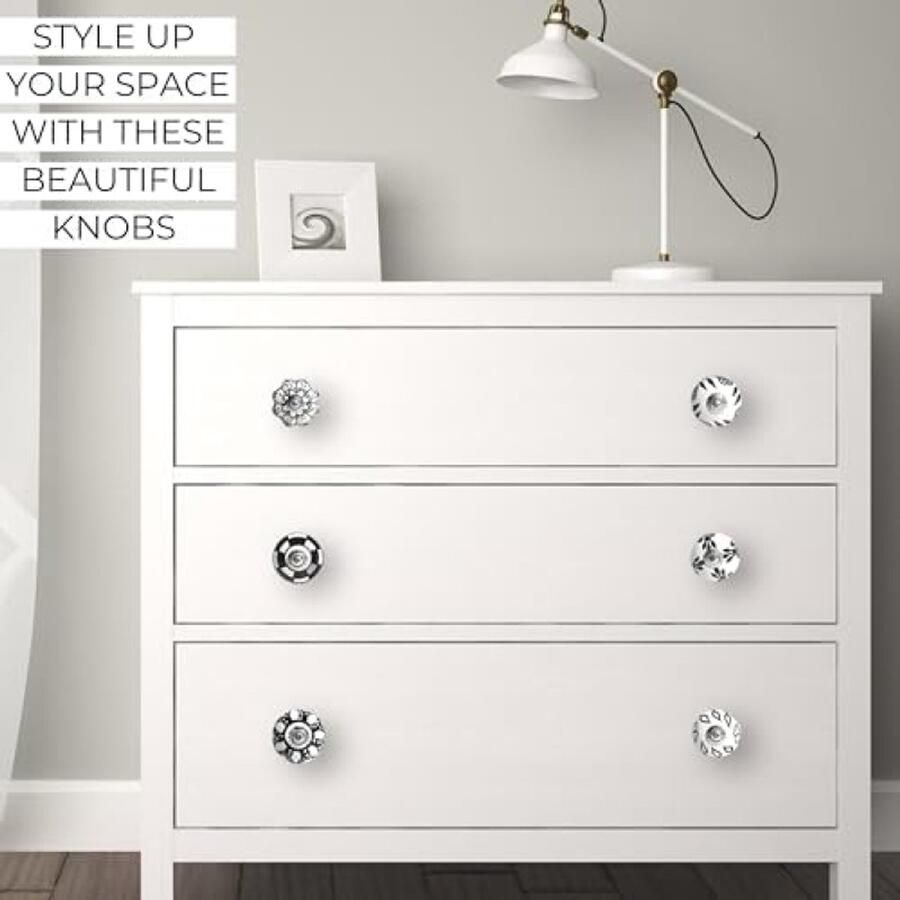 Selbro Boho Keramische Kastknoppen Set van 20 Handbeschilderd Bloemenpatroon