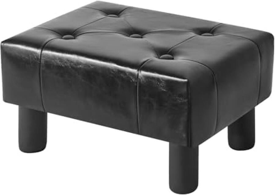 Selbro Comfortabele Ottoman Voetenbank Faux Lederen Rechthoekige Voetsteun met Houten Benen