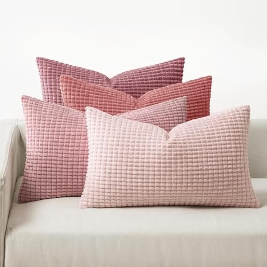 Selbro Decoratieve Kussenhoezen Bankkussenhoezen Granulaat Modern Zacht Duurzaam Vierkant voor Woonkamer Slaapkamer Thuis Stoel 50x30cm 4 Stuks Serie Roze