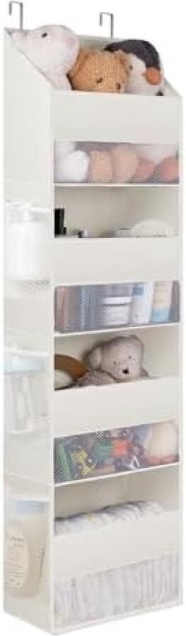 Selbro Deurhanger Organizer met 4 Vakken en 6 Zijvakken van Gaas Beige Over de Deur Opbergoplossing