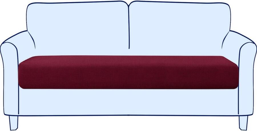 Selbro Elastische en Rekbare Bankhoes voor Twee Zitkussens in Wijnrode Kleur