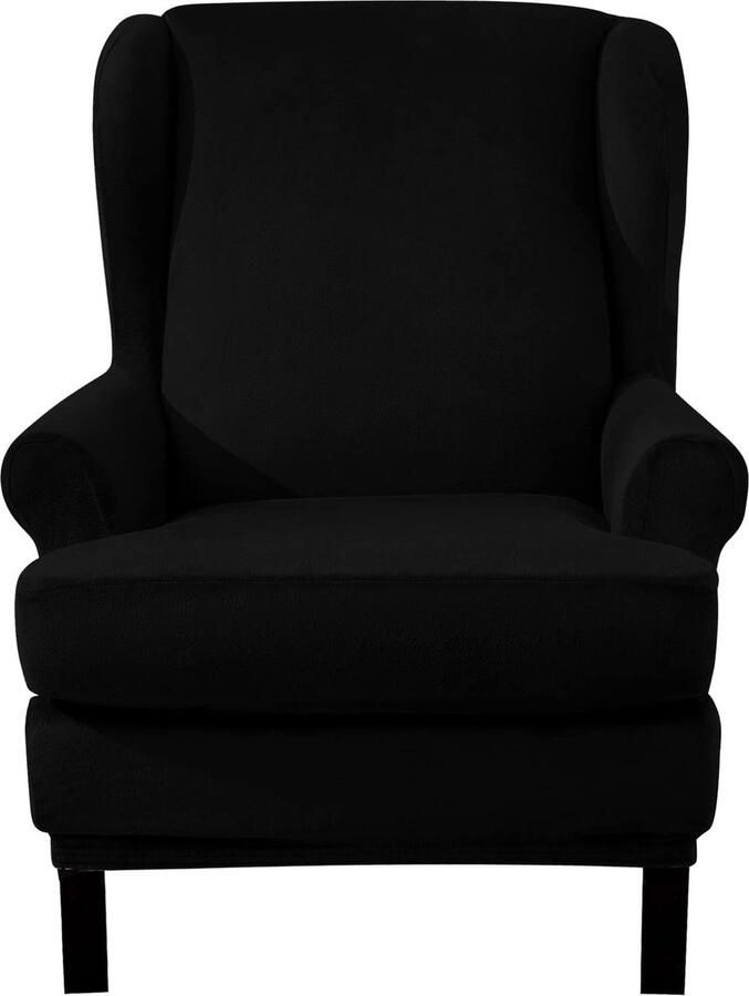 Selbro Elastische Fluwelen Stoelhoes voor Oorfauteuils Zacht en Beschermend Design in Zwart