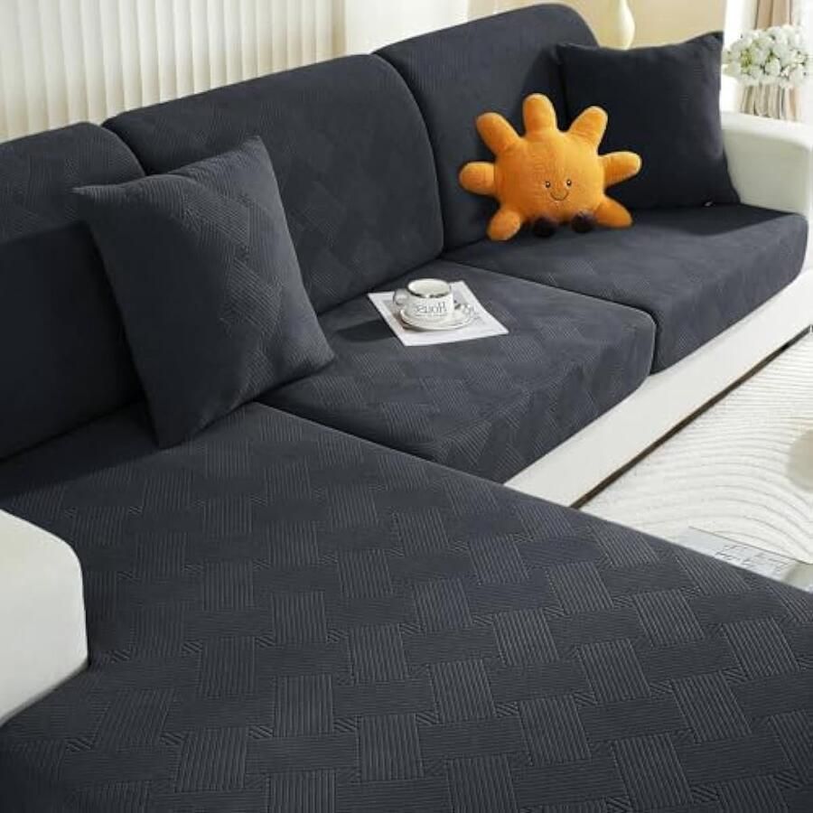 Selbro Elastische Sofa Stoelhoes Universele Sofa Kussenhoes Sofa Zitkussen Hoezen Hoes Voor Bankkussens Sofa Kussenhoezen Sofahoezen Meubeeschermer Hond (2 Plaatsen Grijs)