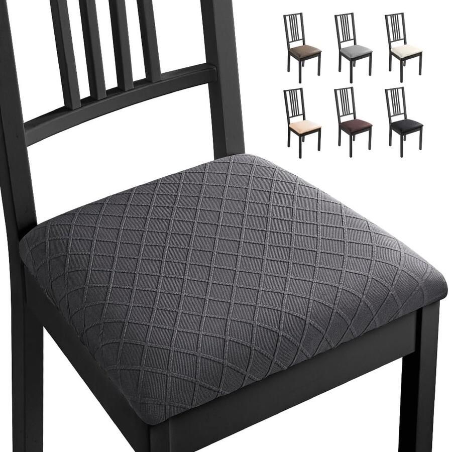 Selbro Elastische Stoelhoezen Set van 6 voor Gelegenheden in Donkergrijs