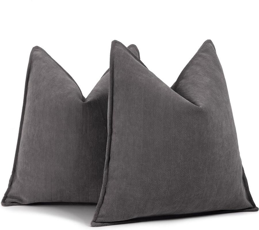 Selbro Elegante Grijze Kussenhoezen Set van 2 voor Bank en Bed 50x50 cm