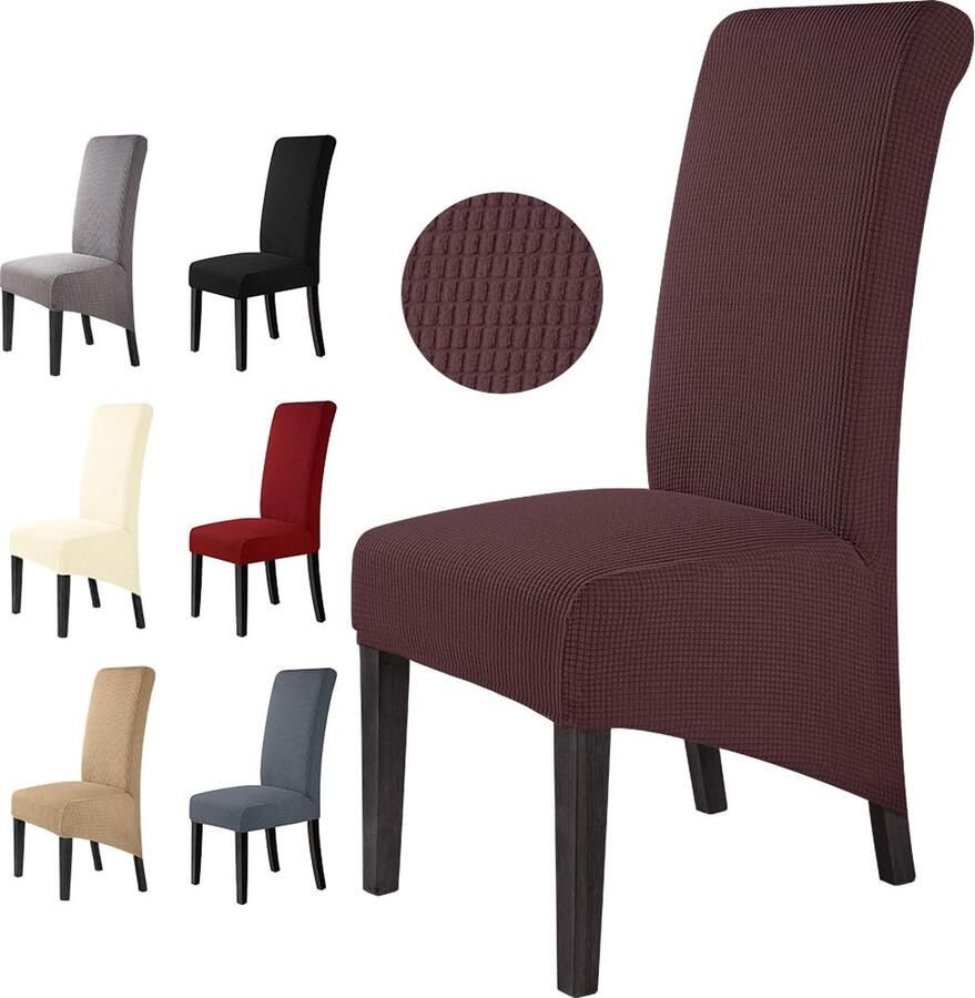 Selbro Elegante Universele Stretch Stoelhoezen voor Grote Eetkamerstoelen Set van 6 Stuks in Bruin