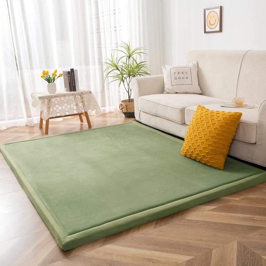 Selbro Extra Dikke Zachte Speel- en Kruipmat voor Kinderen in Lichtgroen 200 x 200 cm