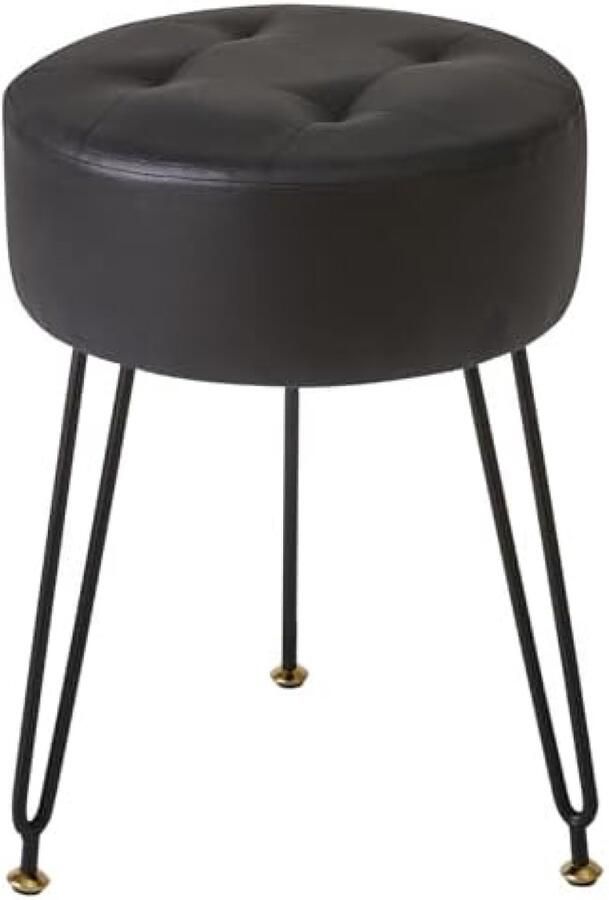 Selbro Faux Lederen Ronde Voetsteun Kruk Make-up Ijdelheid Bijzettafel PU Kaptafel Stoel Poef Bank Kruk Gouden Stalen Poten