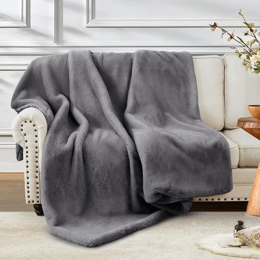 Selbro Fleece Deken Slaapbank Gooi 160*200cmFleece Donkergrijs