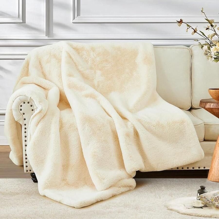 Selbro Fleece Deken Slaapbank Gooi 180*230cm Fleece Beige