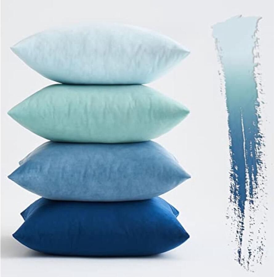 Selbro fluweelzachte kussenslopen set van 4 40 x 40 cm marineblauw voor bank decoratieve woonkamer bed stoel zacht met verborgen rits