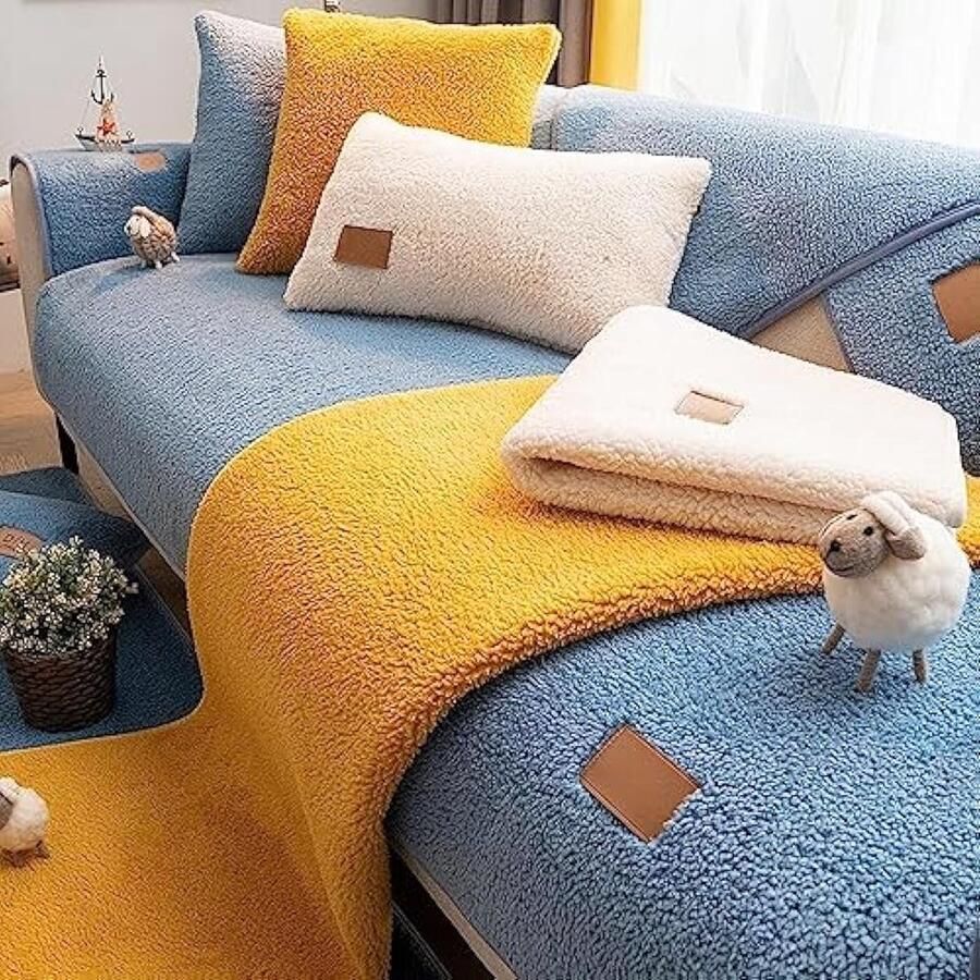 Selbro Fluwelen bankovertrek 1- 2- 3- 4-zits zachte bankhoes L-vorm antislip bankhoes hoekbank bankbeschermer voor honden