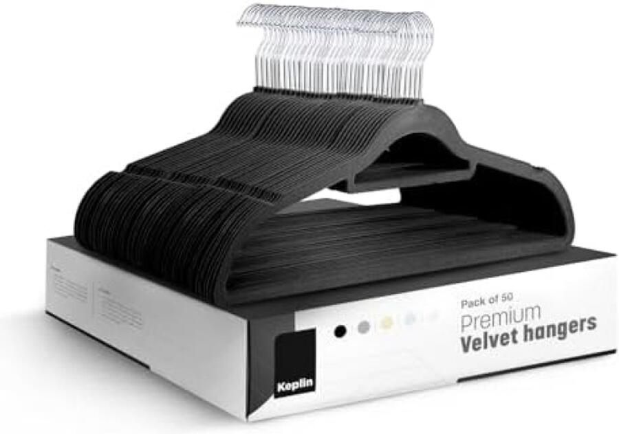 Selbro Fluwelen hangers (41 cm) 50 pk dunne antislip kleding Coathangers met dasstang en 360 ° graden haak voor thuisopslag