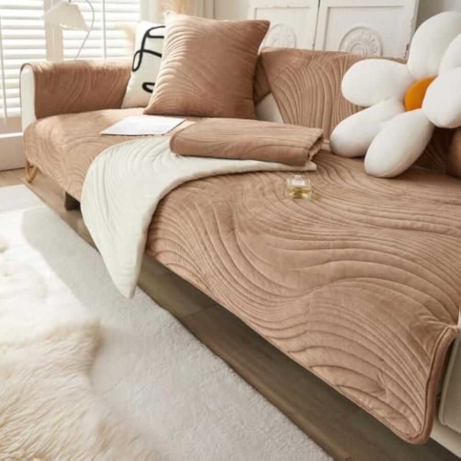 Selbro Funny Fuzzy Bankovertrek LU-vorm bankovertrek 3 4 2 1-zits antislip hoekbank wasbaar fluweel bankbeschermer hond en kat