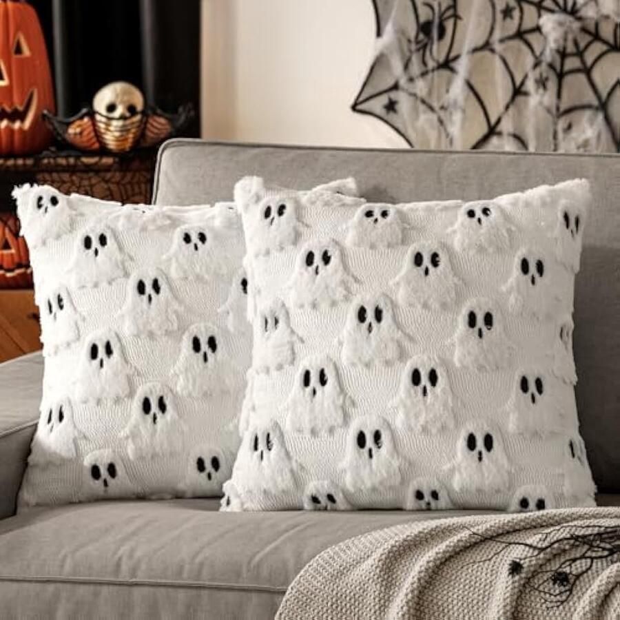 Selbro Halloween kussenslopen 18x18 inch gebleekte griezelige kussenslopen polyester bank voor vreselijke decoraties en griezelige themafeesten