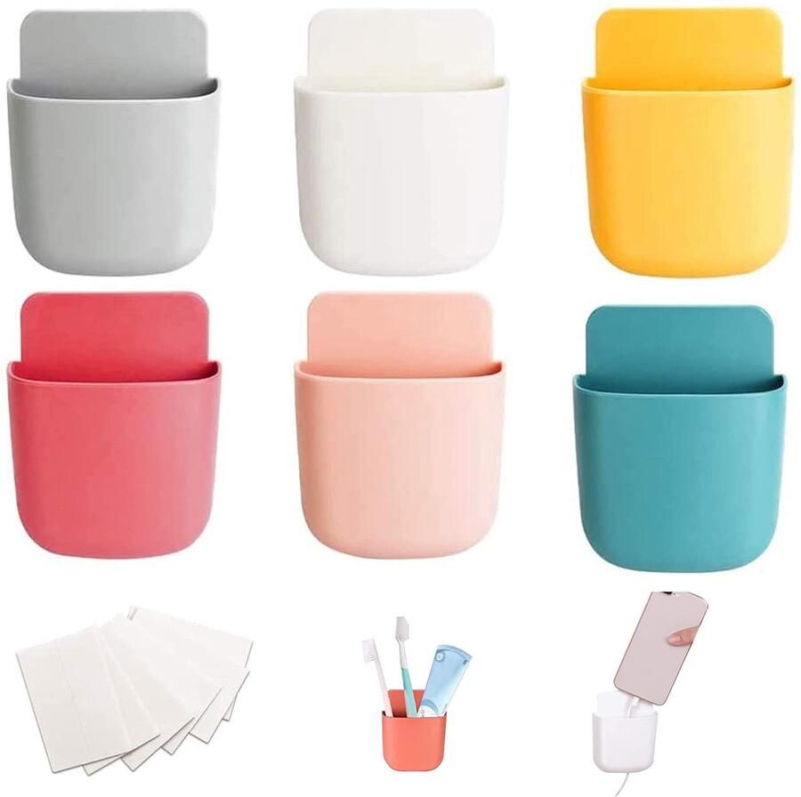 Selbro Handige Zelfklevende Opbergdozen voor Afstandsbedieningen en Meer Set van 6 Kleuren