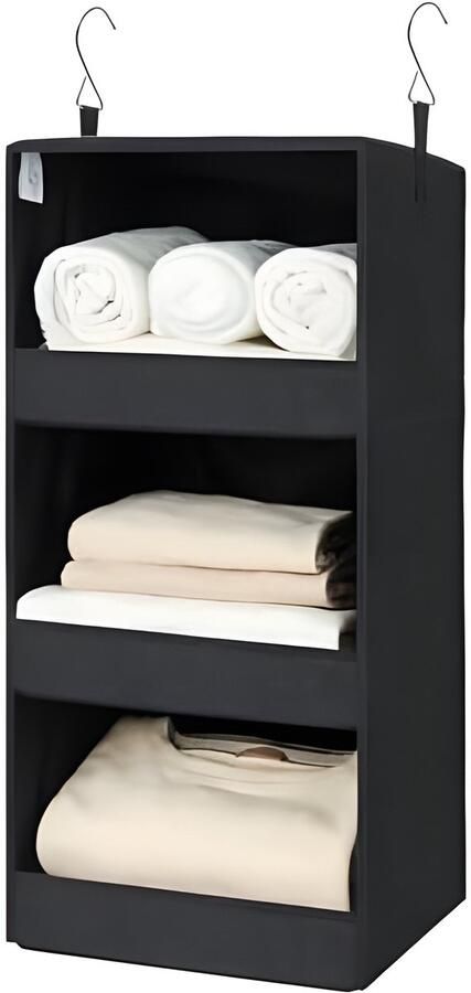 Selbro Hangende Kledingkast Organizer met 3 Planken Opbergsysteem voor Kast Multifunctionele Hangopberger Reishandy Wasbaar Zwart