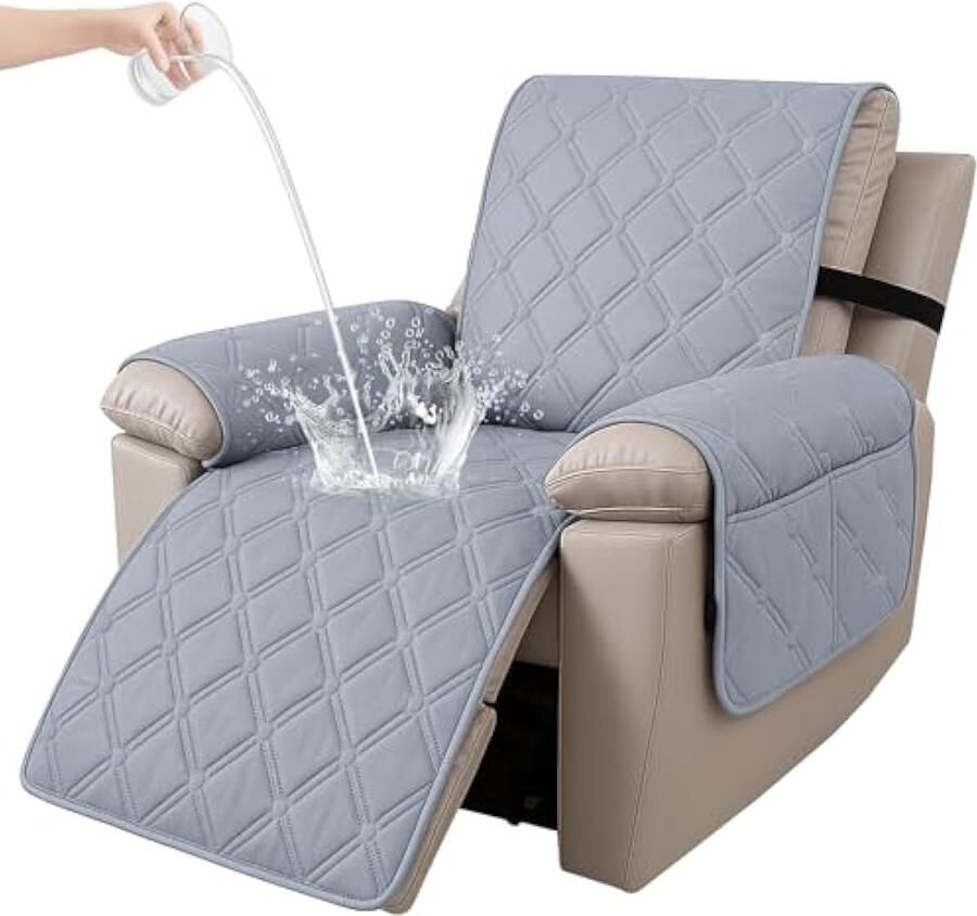 Selbro Hoes Voor Fauteuil Relax Fauteuieschermer Fauteuilhoes Voor Televisiestoel Fauteuilhoes met Elastische Band Relaxstoel Hoes Waterdicht Antislip (Groot 1 Plaats Lichtgrijs)