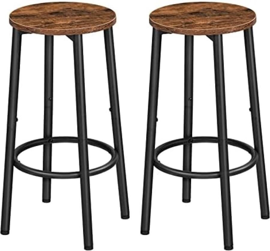 Selbro Industriële Barkruk met Voetensteun Vintage Bruin en Zwart Set van 2