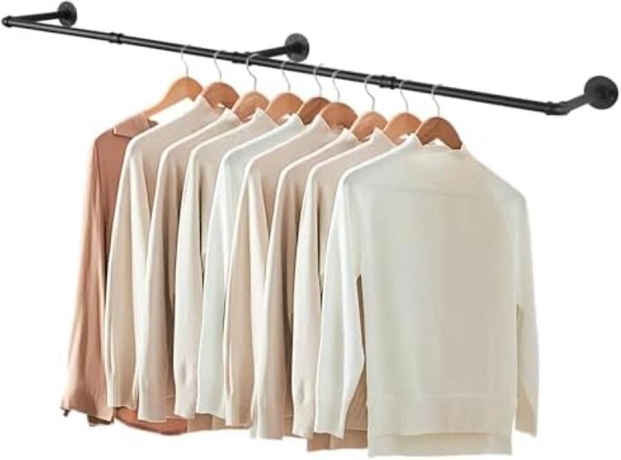 Selbro Industriële Kledingstangen voor Aan de Muur 180 cm Kledingrek met 3 Onderstellen