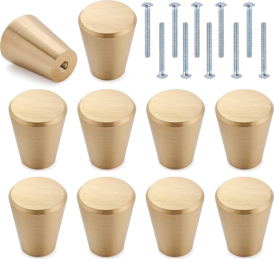 Selbro Klassieke Goudkleurige Metalen Kastknoppen Set van 10 met Schroeven voor Meubels