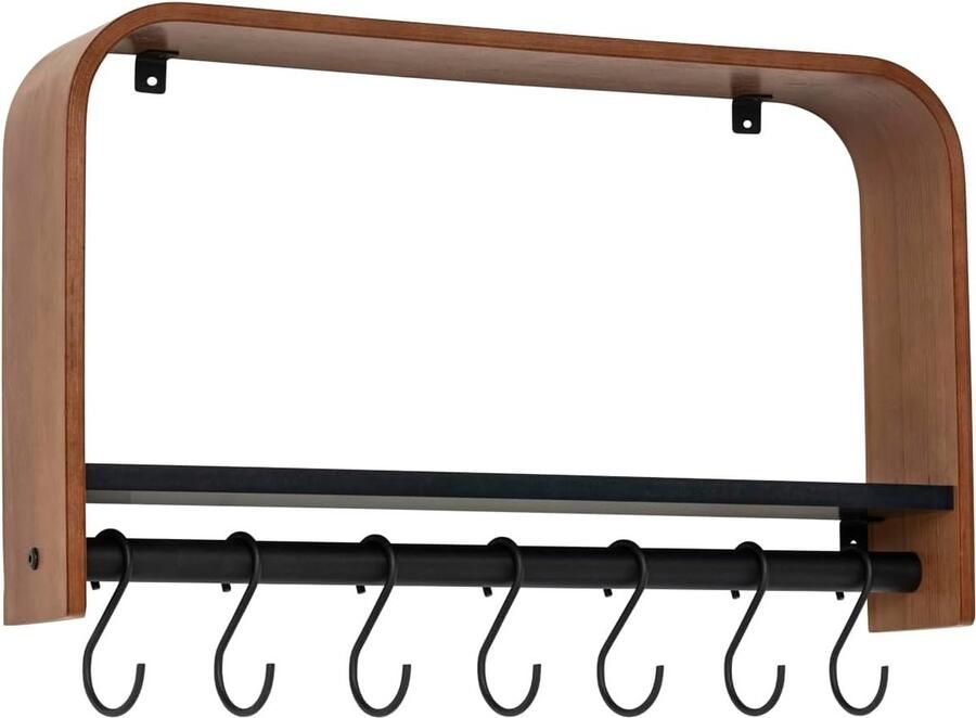 Selbro Klassieke Houten Kapstok Met Plank En 7 Haken Voor Ruimtes In Huis