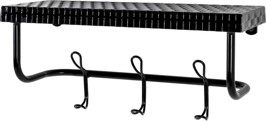 Selbro Kledingrek voor aan de muur met zwarte metalen afwerking en praktische haken