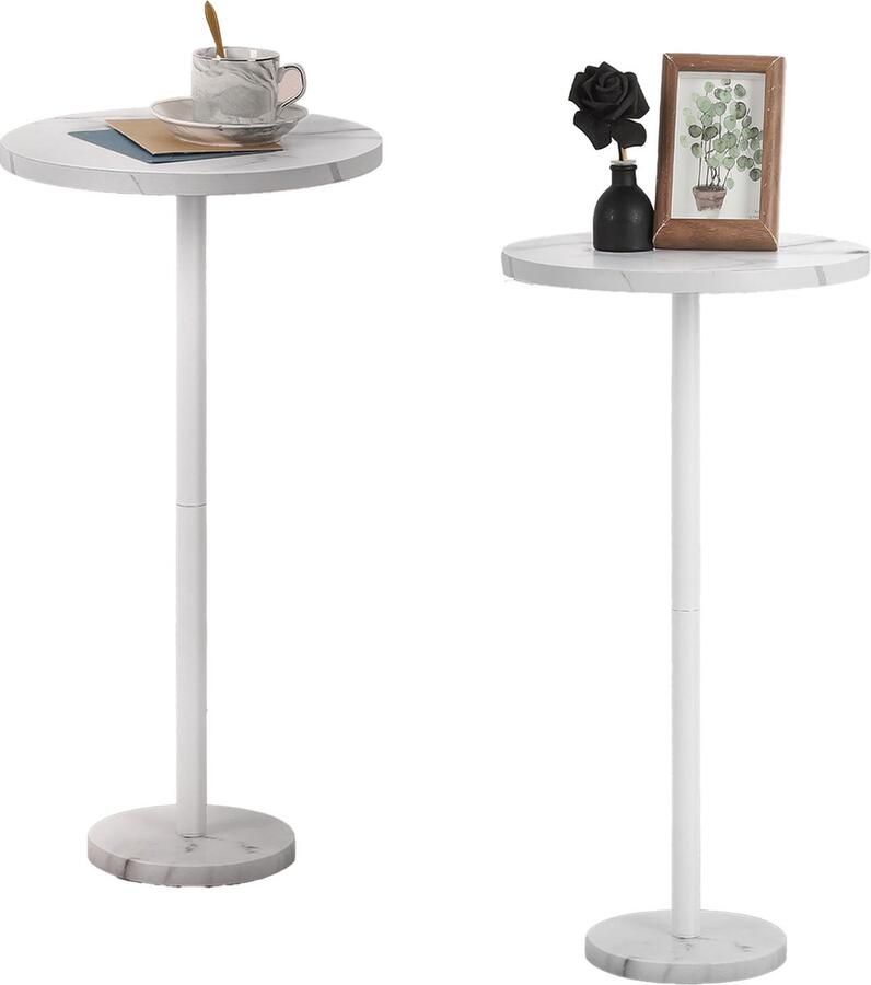 Selbro Kleine Ronde Bijzettafels met Marmeren Basis voor Ruimtes Set van 2