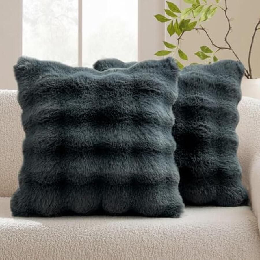 Selbro Kussenhoezen Decoratieve Kussenhoezen Kunstmatige Pluche Golf Decoratie Woonkamer Kussen voor Bank Slaapkamer Grijs 45 x 45 cm Verpakking van 2