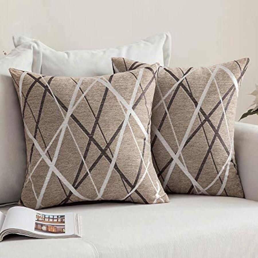 Selbro Moderne decoratieve vierkante luxe kussenhoezen voor bank woonkamer bed met onzichtbare rits 40x40 cm licht koffie