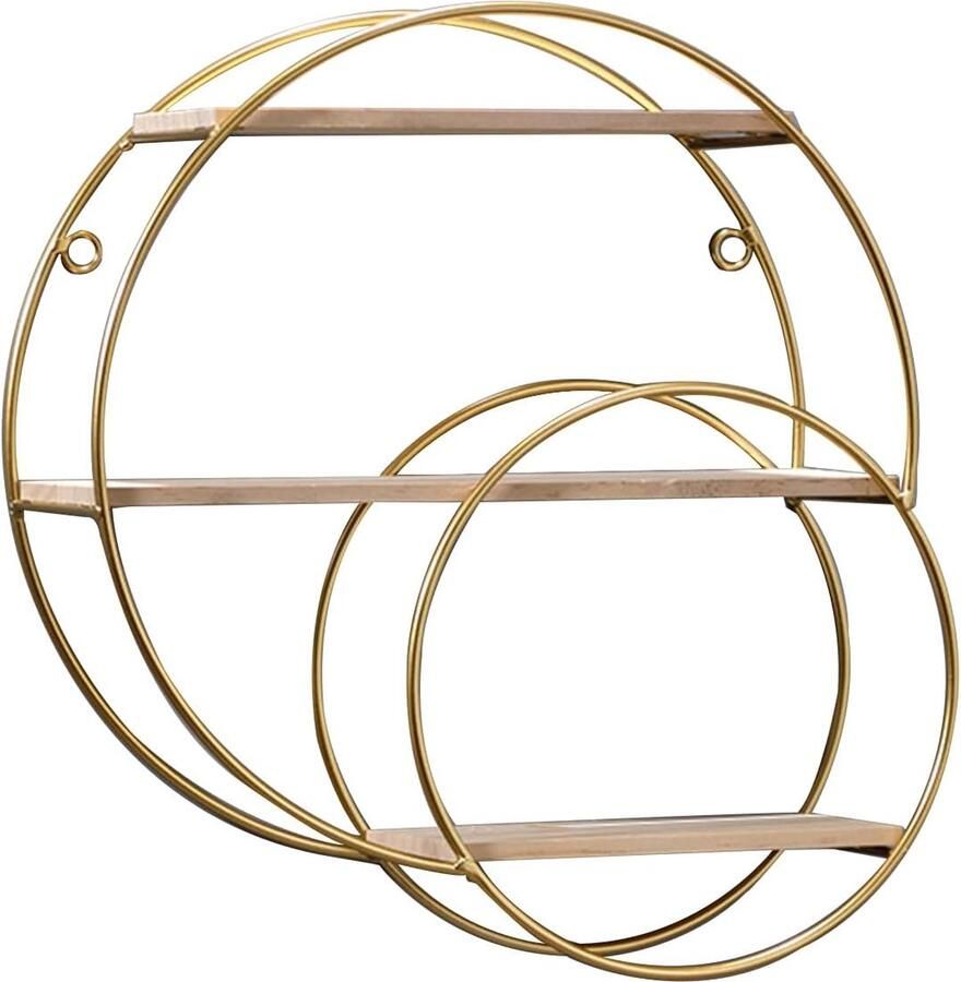 Selbro Moderne Ronde Wandplank met Houten Legplanken voor Stijlvolle Opslag en Decoratie