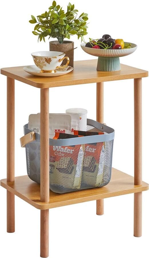 Selbro Multifunctionele Houten Bijzettafel met Twee Niveaus voor Interieurs