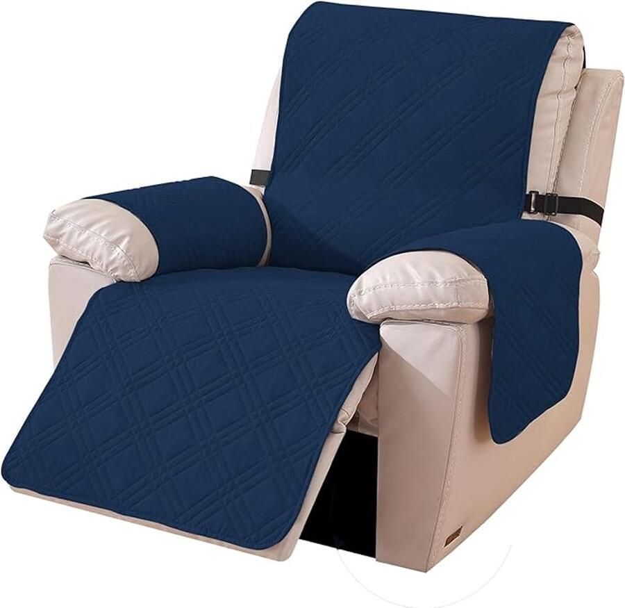 Selbro Omkeerbare Hoes Voor Fauteuil Universeel Stoeeschermer Voor Televisiestoel Hoes Voor Relaxstoel Krasbestendig Relax Fauteuieschermer (Groot 1 Plaats Berlijns Blauw + Grijsblauw)