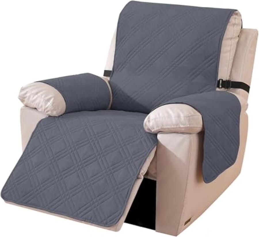 Selbro Omkeerbare Hoes Voor Fauteuil Universeel Stoeeschermer Voor Televisiestoel Hoes Voor Relaxstoel Krasbestendig Relax Fauteuieschermer (1 Plaats Donkergrijs + Lichtgrijs)