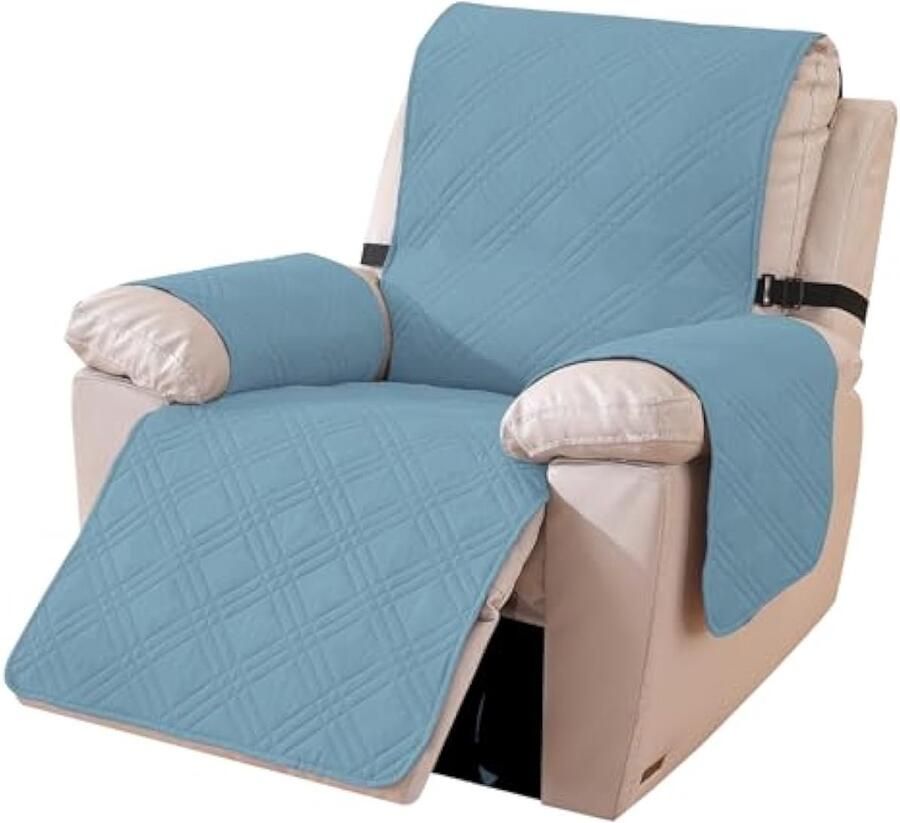 Selbro Omkeerbare Hoes Voor Fauteuil Universeel Stoeeschermer Voor Televisiestoel Hoes Voor Relaxstoel Krasbestendig Relax Fauteuieschermer (1 Plaats Lichtblauw + Lichtgroen)