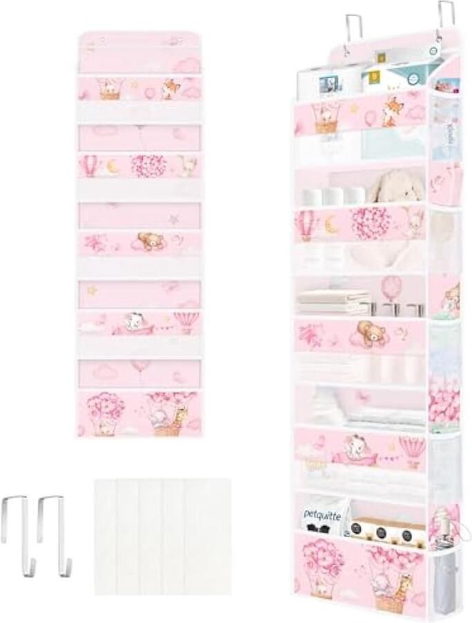 Selbro Opvouwbare opberger voor huisdierendeur opberger voor op de camping badkamerkast slaapkamer meisjesdeurorganizer voor kinderkleding speelgoed luier heteluchtballon 5 compartimenten