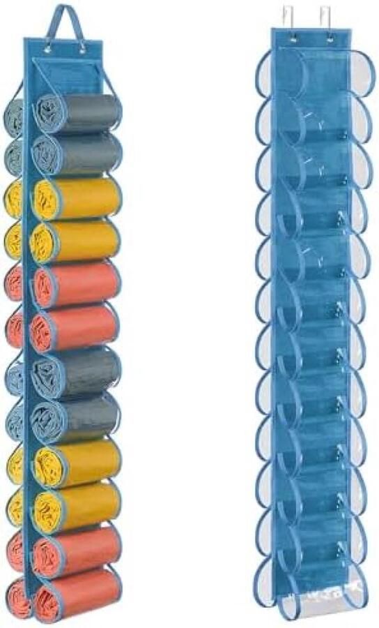 Selbro Opvouwbare Opknoping Organizer met 24 Zakken voor Yoga Leggings Broeken Sokken en Meer Blauw