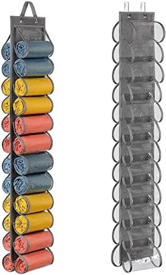 Selbro Opvouwbare Yoga Legging Organisator met 24 Zakken Kast Opberghanger voor Kleding en Accessoires Grijs