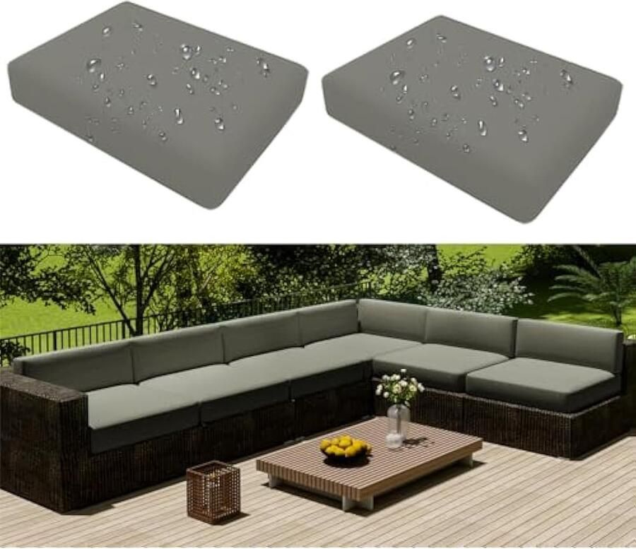 Selbro Outdoor kussensloop voor bank waterdicht met zonlicht terrasstoel afneembaar weerbestendig bankovertrek voor tuin meubels rotan 60 x 60 x 10 cm lichtgrijs