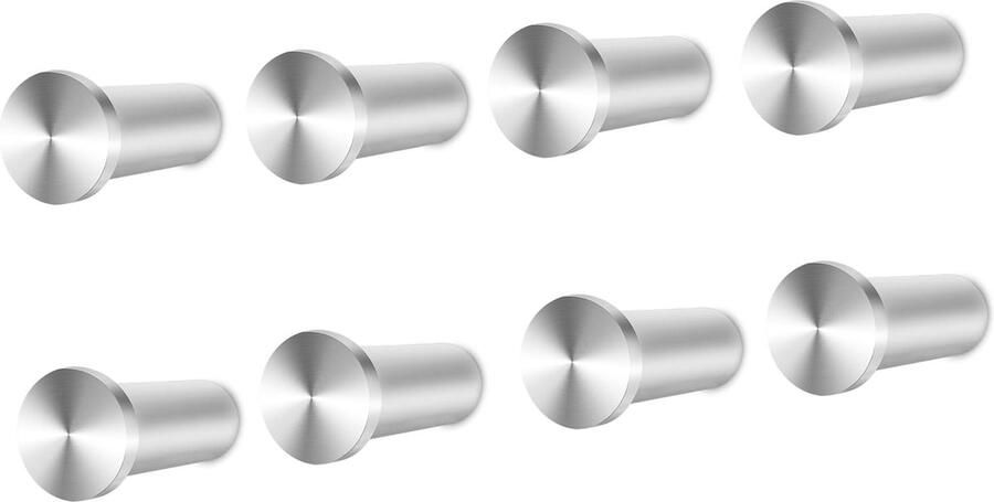 Selbro Roestvrijstalen Wandhaken Set van 8 voor Zware Lasten in Huis en Keuken