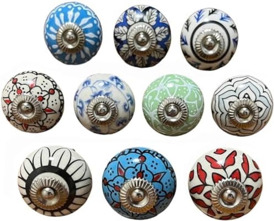 Selbro Ronde porseleinen knoppen 10 stuks kleurrijke keramische handgrepen voor laden en meubeldecoratie
