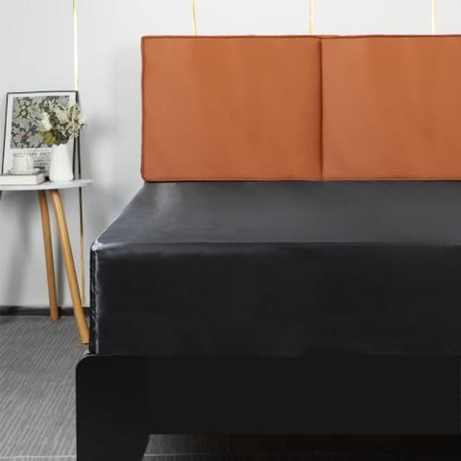 Selbro Satijnen Hoeslaken Luxe Zijdezachte Polyester Beddengoed Zacht Hoeslaken met Diepe Hoek Matras Bedekking (Zwart 160x200x36 cm)