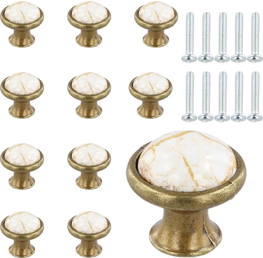 Selbro Set van 10 Stuks Decoratieve Vintage Keramische Knoppen voor Meubels in Antiek Brons Stijl