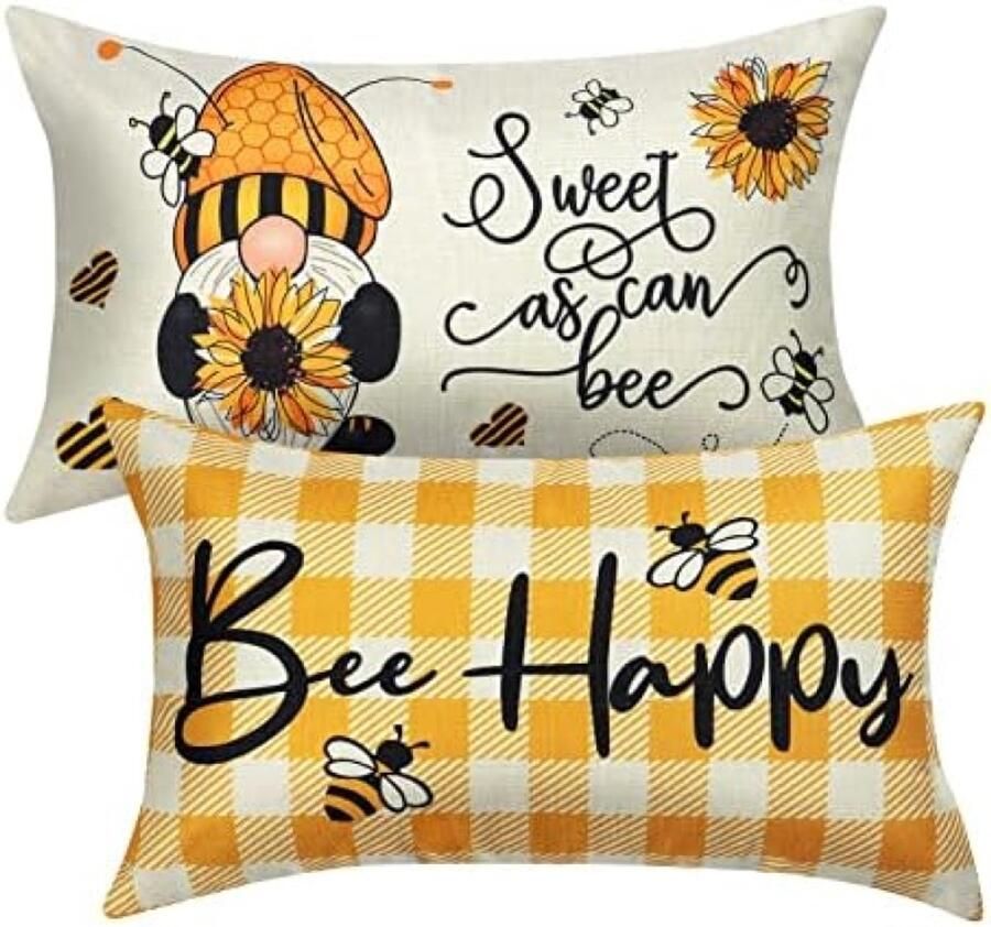 Selbro Set van 2 bloemen kussenslopen 30 x 50 cm katoen linnen lendenkussen lente zomer kussensloop decoratieve sierkussens boerderij decoraties kussensloop voor bank bij