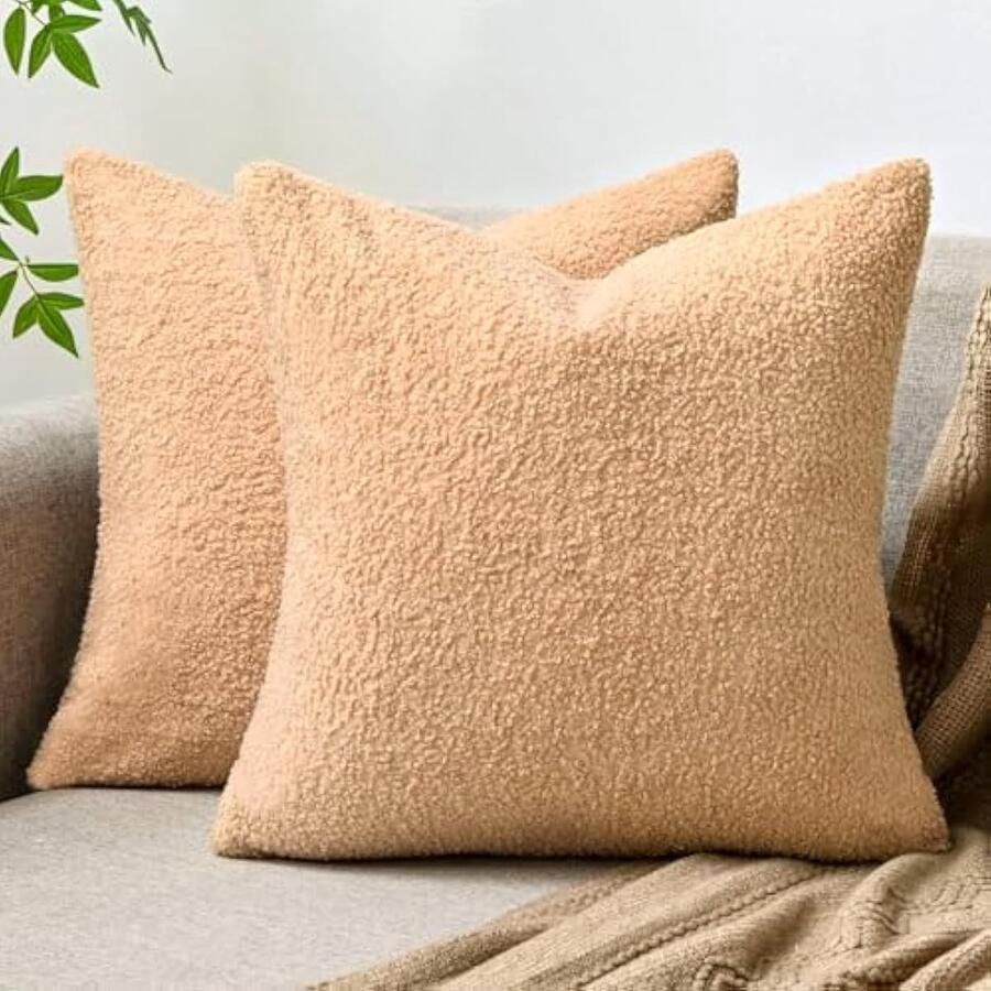 Selbro Set van 2 oranje kussenslopen voor bank 45 x 45 cm kunstbont modern zacht vierkant zacht en luxueus decoratief voor bank woonkamer