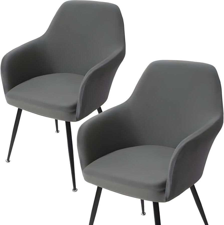 Selbro Set van 4 Elastische Stoelhoezen met Armleuningen Rekbare Beschermhoezen voor Eetkamerstoelen Kantoorstoelen en Keukenstoelen Grijs
