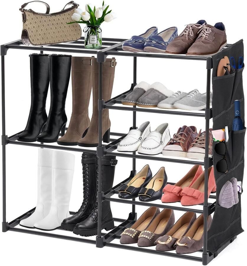Selbro Slim en Stijlvol Metalen Schoenenrek met 4 Niveaus geschikt voor slaapkamers gangen ingangen