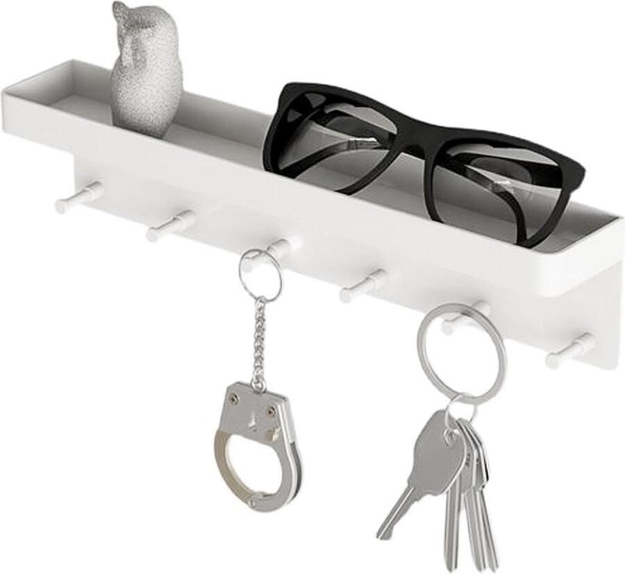 Selbro Slim en Stijlvol Wandrek voor Sleutels met Plank en Haken Zelfklevend en Praktisch