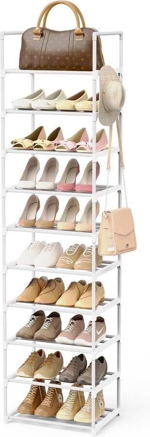 Selbro Smal en Hoog Metalen Schoenenrek voor Ruimtebesparing met 10 Niveaus